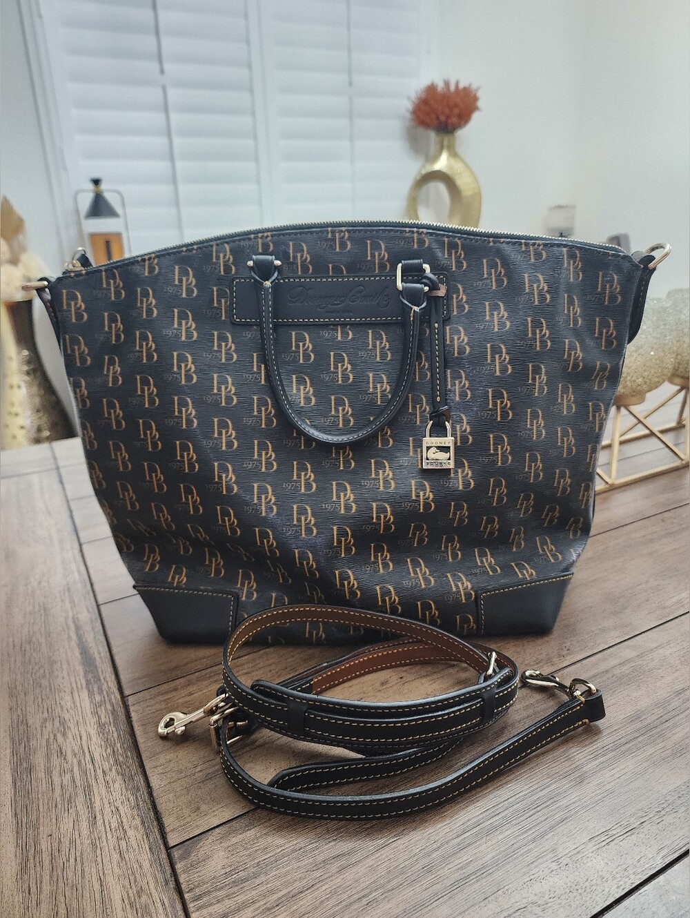 Dooney & Bourke Red Leather-Trim Tote With Crossbody Strap